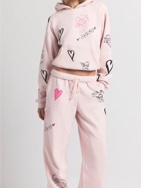 SKIMS Pink Graphic Hoodie & Jogger Lounge Set
